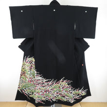Load image into Gallery viewer, Black Tomesode Original Kaga Yozen Dye Hyakuki Tori Hanitori Works Writers Introduction Pure Silk Pure Lined Lined Collar Remone Play Formal Tailor 153cm
