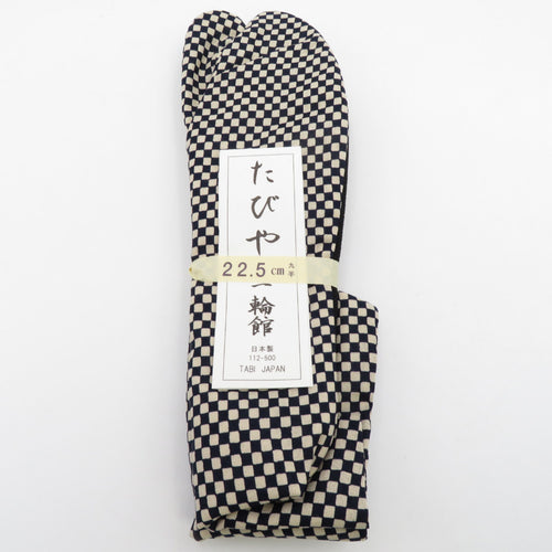 Pattern tabi 22.5cm Navy blue / beige Ichimatsu pattern Black Japan Made in Japan 100 % cotton 4 pieces Women's women's tabi dressing accessories