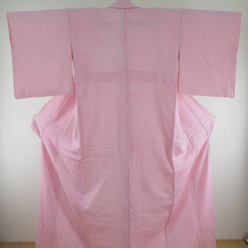 Komon total aperture pink silk pink color deer pattern pattern lined Bee collar casual tailoring kimono 161cm beautiful goods