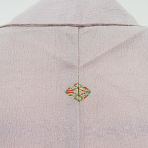 Visit clothes Antique kimonos Lin pink x Navy blue plant pattern 1 crest sewing crest pure silk height 163cm