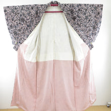 Load image into Gallery viewer, Komon Antique Kimono Pure Silk Lined Silver Fold Pink Pink x Black Bee Collar Star 142cm