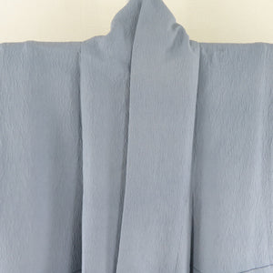 色無地 膨れ織地紋 正絹 グレー色 袷 広衿 橘紋 一つ紋 セミフォーマル 仕立て上がり着物 身丈162cm 美品
