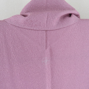 色無地 膨れ織地紋 正絹 紫色 袷 広衿 七宝に花菱紋 一つ紋 セミフォーマル 仕立て上がり着物 身丈157cm 美品