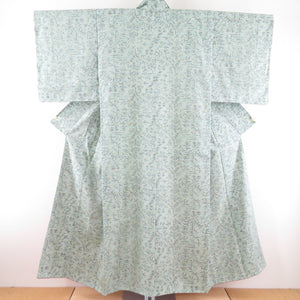 Tsumugi Kimono Oriental Popular Lined Collar Gray Collar Gray Green Silk Casual Casual Kimono Tailor