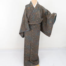 Load image into Gallery viewer, Komon Crepe Saisa Pure Silk Silk Gray Grain Wide Collar Lined Casual Tailoring Kimono 158cm Beautiful goods