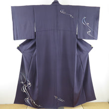 Load image into Gallery viewer, Visit Yuzen Dyeing Wave on the waves Chidori Purpose Purple Lined Collar Wide Collar Silk Crest No Tailor 156cm Beautiful goods