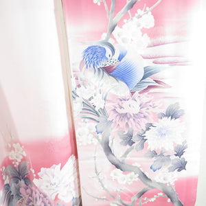 Kikubashi -dashi and chrysanthemuman sentence with pure silk signs lined wide collar pink -colored adult ceremony graduation ceremony formal tailoring kimono 162cm