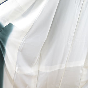 小紋 たたき染め文様 モダン 正絹 暗青緑色 広衿 袷 カジュアル 仕立て上がり着物 身丈167cm