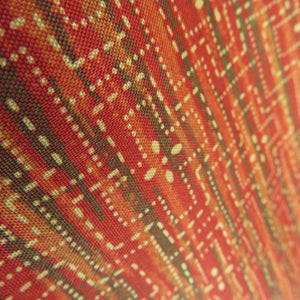 Komon abstract cross pattern Pure silk red orange pongeon wide collar lined Casual tailoring kimonos 162cm beautiful goods