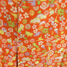 Load image into Gallery viewer, Road Antique Court Silk Pure Silk Orange Retro Taisho Roman Kimono Kimono 81cm