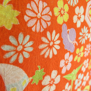 Road Antique Court Silk Pure Silk Orange Retro Taisho Roman Kimono Kimono 81cm