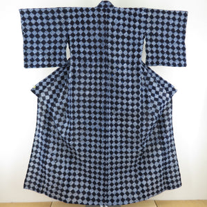 Yukata squeezing for women Yukata A blue Ichimatsu -pine Bun Matsunomitsu Summer Matsukami Ladies Tailor