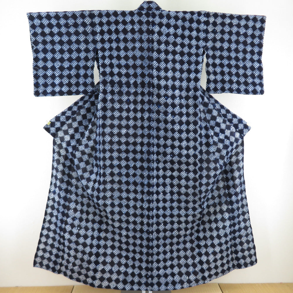 Yukata squeezing for women Yukata A blue Ichimatsu -pine Bun Matsunomitsu Summer Matsukami Ladies Tailor