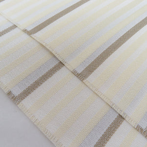 Half -collar woven woven yarn -a -collar striped light yellow light brown Japanese Kyoto Tango kimono length 110cm