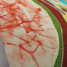 Load image into Gallery viewer, Nagoya obi Pure silk Shiose Hanamaru Red Brown Nine -inch belt Casual tailoring kimono length 337cm beautiful goods