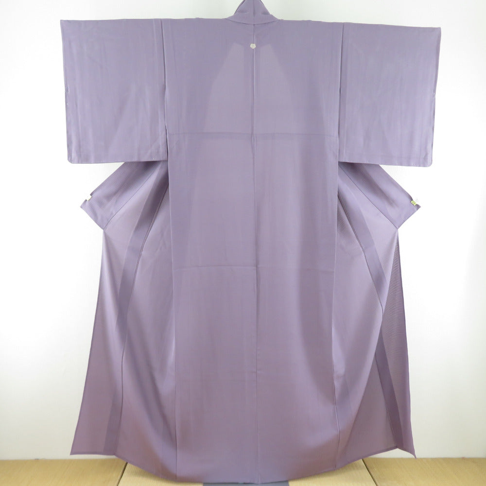 夏着物 単衣 絽 色無地 広衿 正絹 薄紫色 一つ紋 蔦紋 夏用 仕立て 
