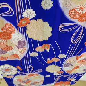 Children's kimono antique child children's lined medicine balls Pure silk pure silk purple taisho romantic romance 110cm