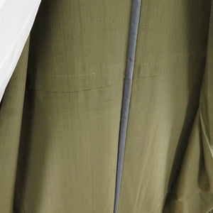 Tsumugi Kimono Color Color Color Color Wide Collar Deep Green Silk One Crested Shaku Shaku Round Tailoring