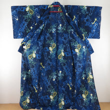 Load image into Gallery viewer, Summer kimono Komon Washable kimono Uniform Uranus Neptune pattern blue x green bee collar yukata polyester 100 % casual summer height 163cm beautiful goods