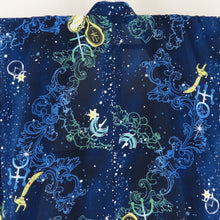 Load image into Gallery viewer, Summer kimono Komon Washable kimono Uniform Uranus Neptune pattern blue x green bee collar yukata polyester 100 % casual summer height 163cm beautiful goods