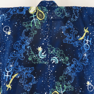 Summer kimono Komon Washable kimono Uniform Uranus Neptune pattern blue x green bee collar yukata polyester 100 % casual summer height 163cm beautiful goods