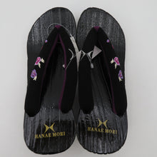 Load image into Gallery viewer, Women&#39;s Yukata Ladies HANAE MORI Nin Black X purple rose pattern 23.5 ~ 24.5cm Size casual women&#39;s footwear summer