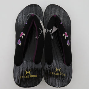 Women's Yukata Ladies HANAE MORI Nin Black X purple rose pattern 23.5 ~ 24.5cm Size casual women's footwear summer