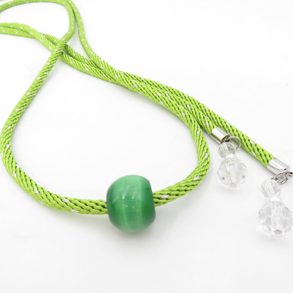 Yukata decorative string green group string Natural stone clear bead decoration Yukata casual band tightening length 152cm