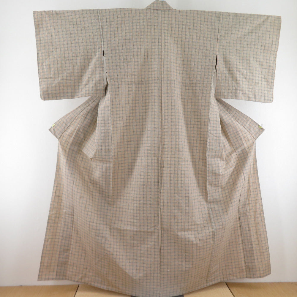 Cotton kimono weaving pattern changing striped light brown brown collar single clothes casual tailoring kimono 161cm