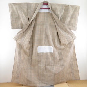 Cotton kimono weaving pattern changing striped light brown brown collar single clothes casual tailoring kimono 161cm