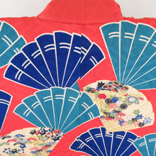 Load image into Gallery viewer, Komon Antique Red Brown Flower Fan Public Embroidery Bee Bee Collar Silk Pure Back Red Retro Retro Retro Roman Romance Old Kimono 148cm