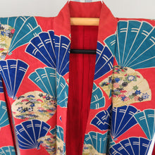 Load image into Gallery viewer, Komon Antique Red Brown Flower Fan Public Embroidery Bee Bee Collar Silk Pure Back Red Retro Retro Retro Roman Romance Old Kimono 148cm