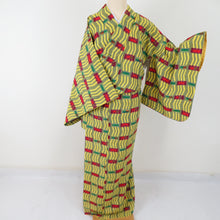 Load image into Gallery viewer, Tsumugi Kimono Changed Lattice Popular Lined Collar Yellow Pure Silk Casual Casual Kimono Tailor