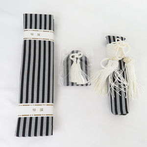 Children's kimono boys small items 7 -piece set pure silk stripes gray, black hakama string 60cm under 60cm Shichigoga 19cm Shichigo 3 3 years old Kids boy Boys Boys unused