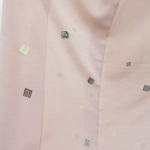 Komon -attached pattern Raden sewing, Kimono Genji Pure silk pink five -sang paulownous crested lined wide collar Casual Casual tailoring kimono height 169cm beautiful goods