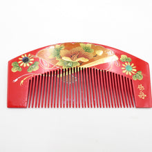 Load image into Gallery viewer, Hair ornaments, fragmented front comb set with red folding fan with flower hairpin Karaehei piggybidet flat kanzashi writer