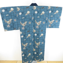 Load image into Gallery viewer, Gourd for wool men&#39;s gourd pattern blue gray lined lined long undergarment Casual men&#39;s kimono 139cm beautiful goods