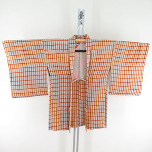Haori Antique Lattice Dye Dye Point Silk Gray Order Color Retro Taisho Roman Kimono Court 81cm