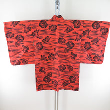 Load image into Gallery viewer, Haori Antique Meisen Flower Pattern Chirke Court Silk Orange Retro Taisho Roman Romance Kimono Studio 93cm