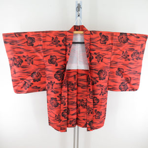 Haori Antique Meisen Flower Pattern Chirke Court Silk Orange Retro Taisho Roman Romance Kimono Studio 93cm