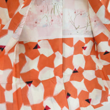 Load image into Gallery viewer, Haori Antique Encyclopedia Geometric Pattern Chiroyoke Court Silk Orange Retro Taisho Roman Kimono Kimono 87cm