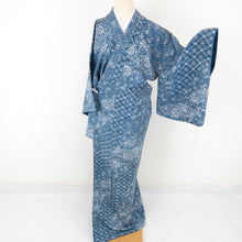 Load image into Gallery viewer, Komon Crepe Flowers Aquarium Public Lined Broad Cover Blue Silk Casual Casual Kimono Tailor