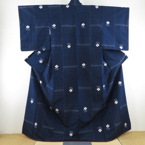 Tsumugi Kimono Original Denjin Tsumugi Tsubaki Popular Popular Bottled Collar Navy Blue Pure Silk Casual Kimono Tailor