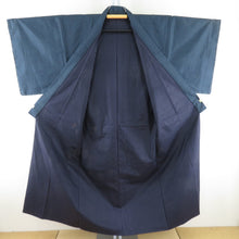 Load image into Gallery viewer, Male kimono Tsumugi ensemble turtle shell lined navy blue pure silk male men&#39;s tailor -tailored kimono men&#39;s casual height 147cm