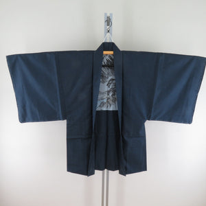 Male kimono Tsumugi ensemble turtle shell lined navy blue pure silk male men's tailor -tailored kimono men's casual height 147cm