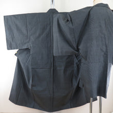 Load image into Gallery viewer, Male kimono Tsumugi ensemble turtle shell lined blue -black pure silk male men&#39;s tailor -tailored kimono men&#39;s casual height 139cm beautiful goods