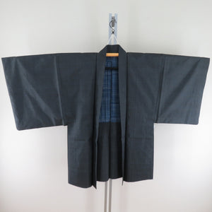 Male kimono Tsumugi ensemble turtle shell lined blue -black pure silk male men's tailor -tailored kimono men's casual height 139cm beautiful goods