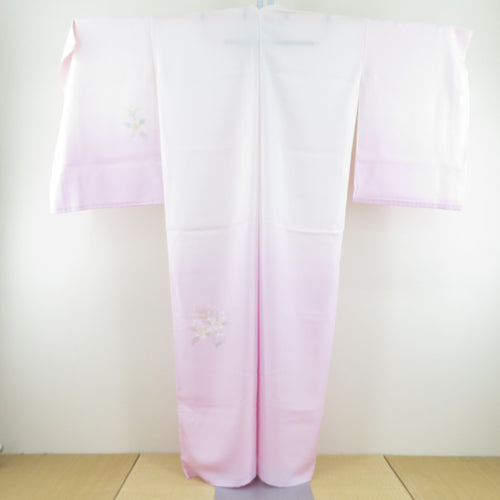 Honjurphaka wing unpleasant product pure silk blur hand -painted flower sentence Pink -colored shaku formal women's kimono