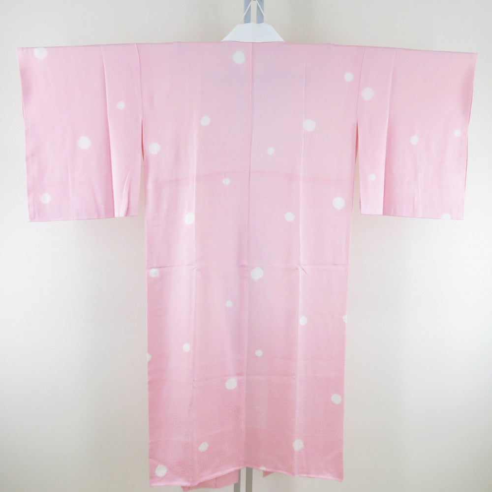 商品コードki6830nB襦袢 絞り 菊地紋 桃色 正絹 バチ衿 袷 長襦袢 仕立て上がり カジュアル 身丈126cm