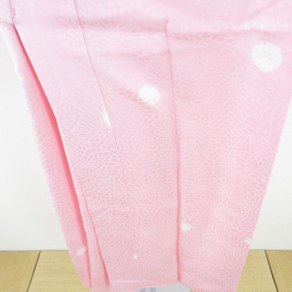 商品コードki6830nB襦袢 絞り 菊地紋 桃色 正絹 バチ衿 袷 長襦袢 仕立て上がり カジュアル 身丈126cm